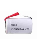 2/3 a 700 mah nicd rechargeable battery withtabs